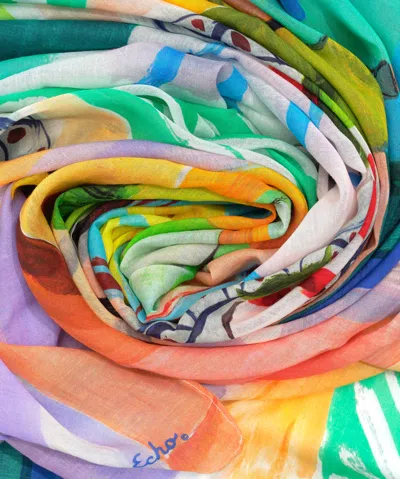 Echo New York Veranda Oversized Square Scarf Wrap In Multi