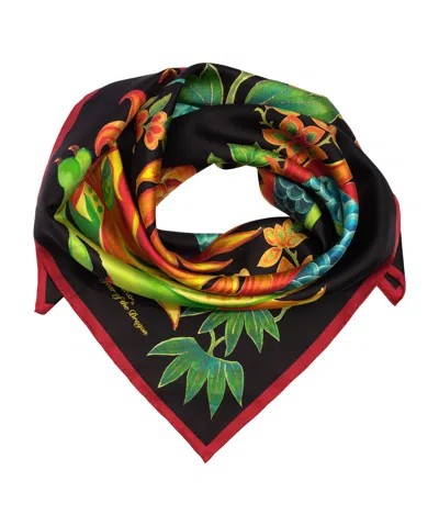 Echo New York Year Of The Dragon 35" Silk Square Scarf In Black