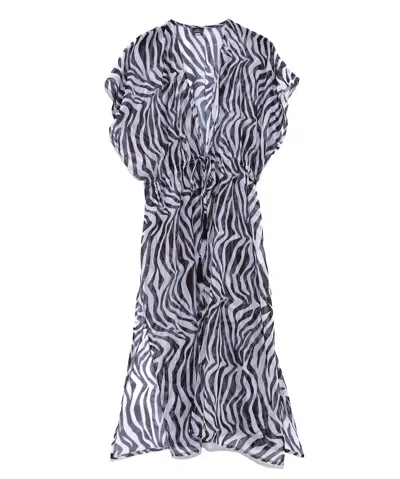 Echo New York Zebra Camo Maxi Beach Robe In Blue