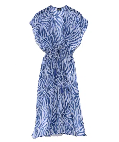 Echo New York Zebra Camo Maxi Beach Robe In Blue