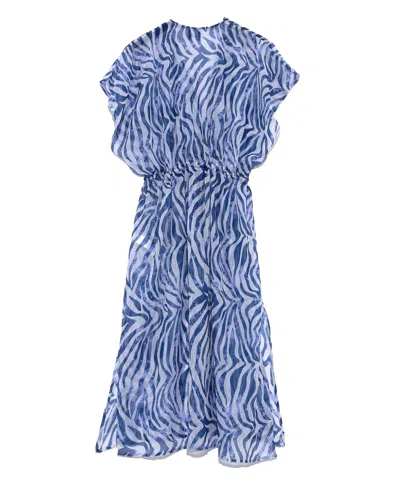 Echo New York Zebra Camo Maxi Beach Robe In Blue