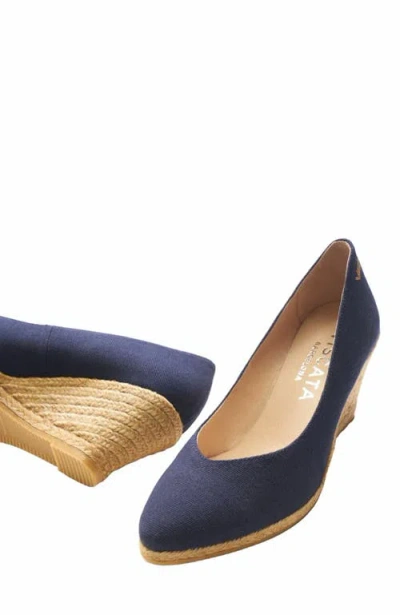 Viscata Roses Limited Edition Canvas V Cut Espadrille Wedges In Blue