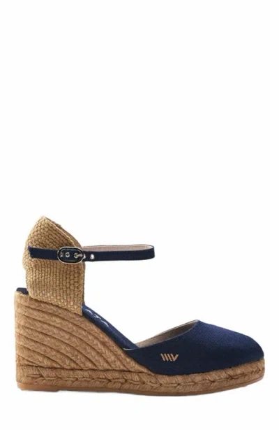 Viscata Satuna Canvas Espadrille Wedges In Navy