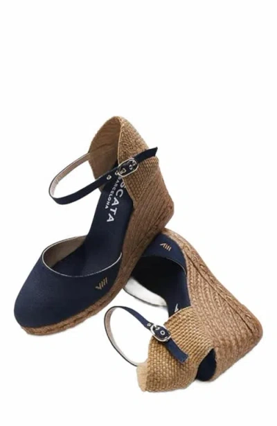 Viscata Satuna Canvas Espadrille Wedges In Navy