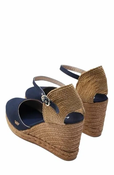Viscata Satuna Canvas Espadrille Wedges In Navy
