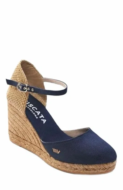 Viscata Satuna Canvas Espadrille Wedges In Navy