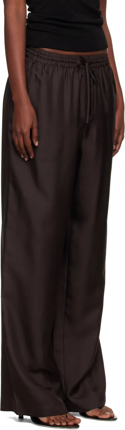 Rohe Drawstring-waist Silk Trousers In Brown