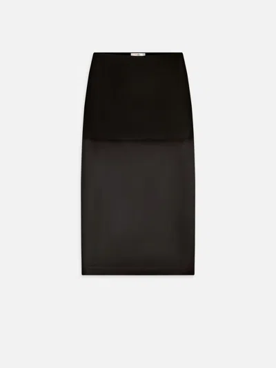 Frame High-rise Silk Organza Midi Skirt In Black