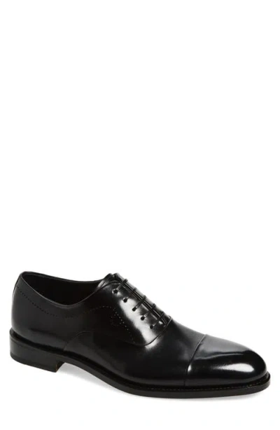 Ferragamo Perforated Leather Derby Shoes In Black