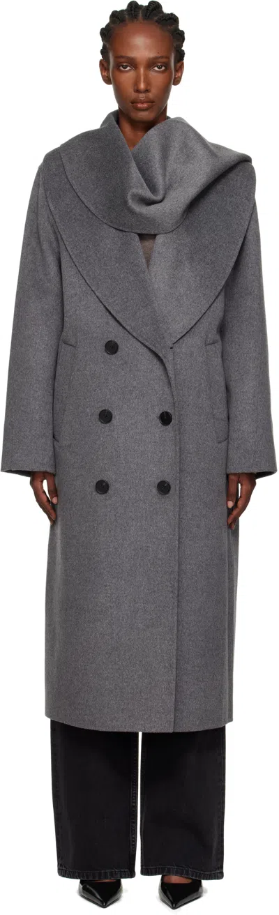 Rohe Gray Signature Double-faced Scarf Coat In Blue