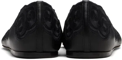 Gabriela Hearst Ziva Leather And Embroidered Tulle Point-toe Flats In Black