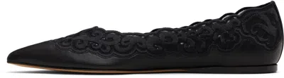 Gabriela Hearst Ziva Leather And Embroidered Tulle Point-toe Flats In Black