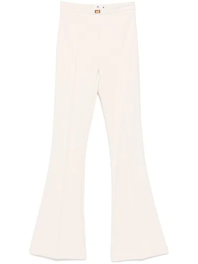 Elisabetta Franchi Butter Flared Trouser With Logo In White