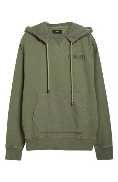 Amiri Cotton Sweatshirt Hooded Kangaroo Pocket In Green