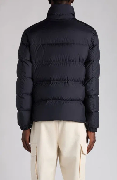 Moncler Puffer Jacket With High Collar And Quilted Design In Blue