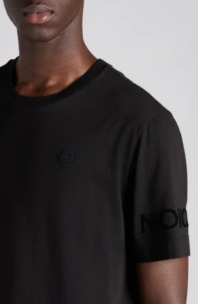 Moncler Soft Cotton Short Sleeve Crew Neck T-shirt In Black