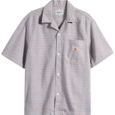 Carhartt Mens Gellar Stripe Multicolor Gellar Striped Short-sleeve Cotton Shirt Xl In Gray