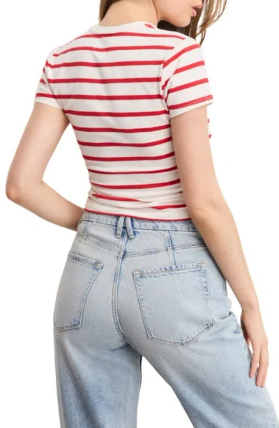 Good American Super Stretch Baby Tee In Red & White Stripe In Neutral
