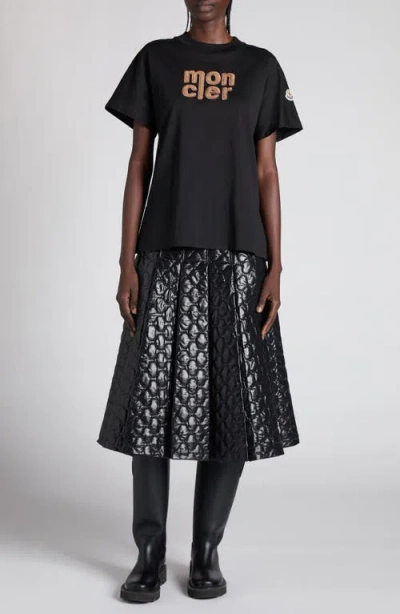 Moncler Black Padded Midi Skirt In Black