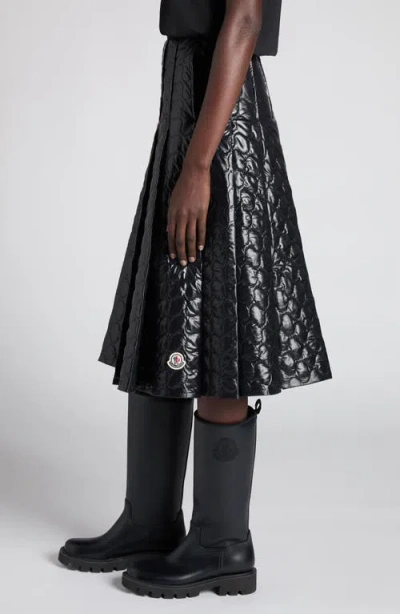Moncler Black Padded Midi Skirt In Black