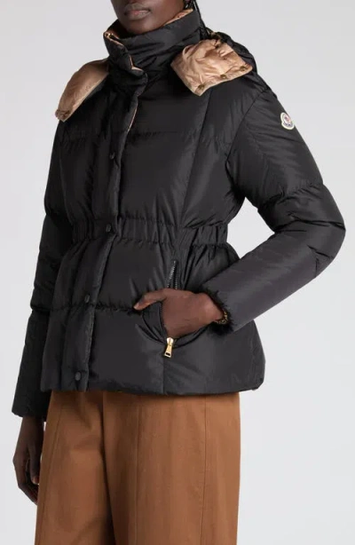 Moncler Womens Black Agneux Hooded Shell-down Jacket In Black