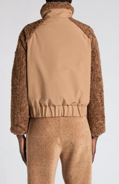 Moncler Coligny Shell-trimmed Fleece Down Jacket In Brown