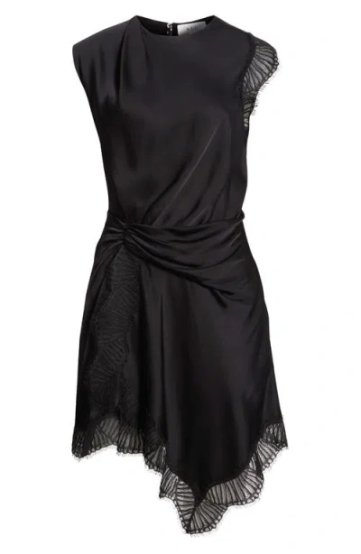 A.l.c Dion Draped Lace-trim Satin Mini Dress In Black