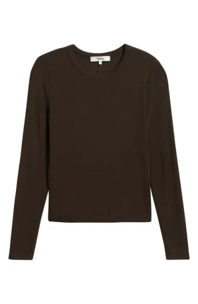 Frame The Long-sleeve Ribbed Crewneck Top In Brown