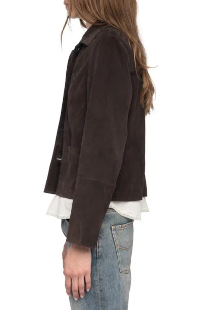 Zadig & Voltaire Womens Dark Chocolate Lessa Suede Jacket In Brown