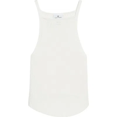 Courrèges Courreges "ribbed Knit Tank Top With Pointed Hem In White