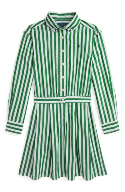 Polo Ralph Lauren Ralph Lauren Striped Cotton Poplin Shirtdress In Green