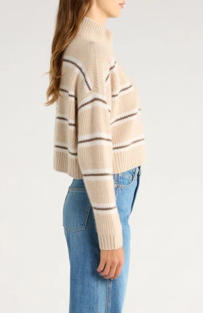 Staud Hampton Crop Half Zip Cashmere Sweater In Neutral