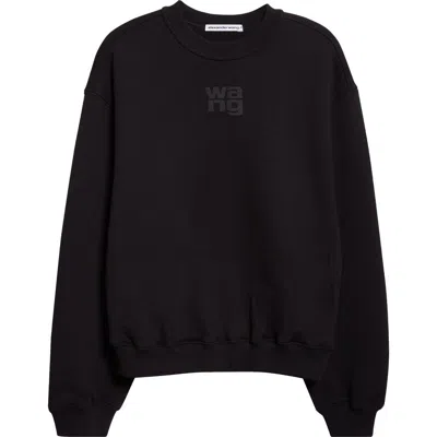 Alexander Wang Relaxed Fit Crew Sweatshirt With Puff Paint Logo In Black