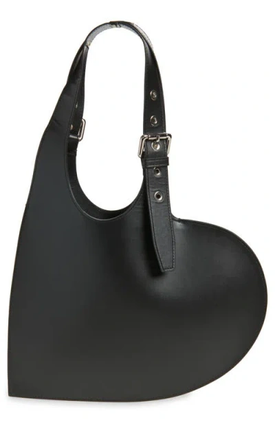 Coperni Asymmetrical Heart-shaped Shoulder Bag In Black
