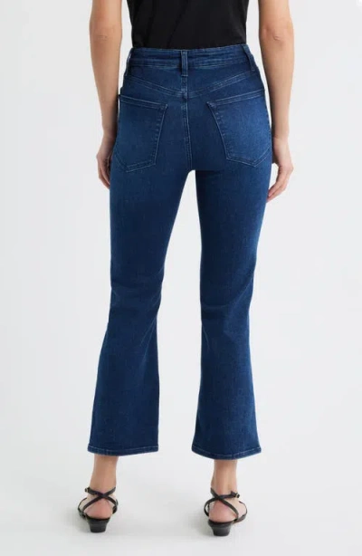 Frame Denim Le High Straight Long Raw Fray Jeans In Blue