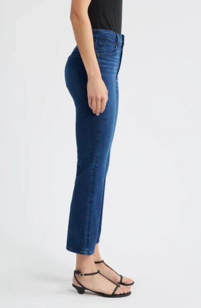 Frame Denim Le High Straight Long Raw Fray Jeans In Blue