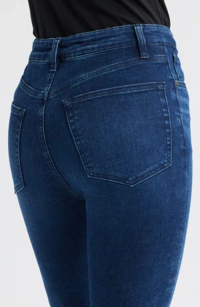 Frame Denim Le High Straight Long Raw Fray Jeans In Blue