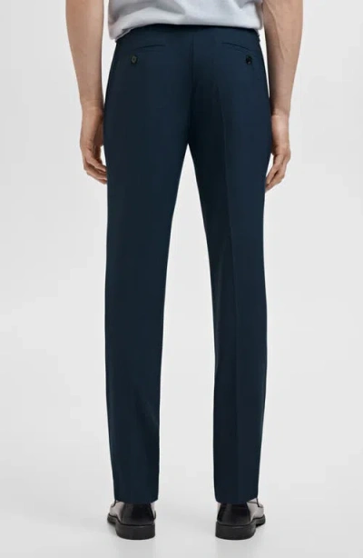 slim fit dress slacks Mens Solid Navy Slim Fit Flat Front 4 Way Stretch Dress Pants – The Suit  Depot main image 1