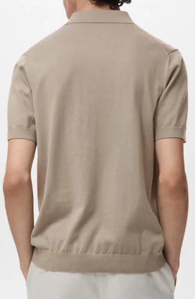 Mango Solid Cotton Polo Sweater In Brown