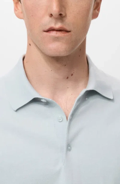 Mango Solid Cotton Polo Sweater In Blue