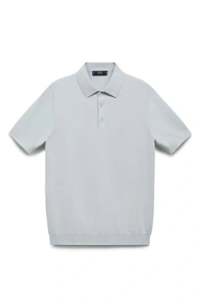 Mango Solid Cotton Polo Sweater In Blue