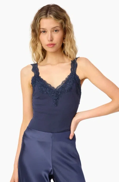 Cami Nyc Lani Lace Trim Rib Tank Top In Blue