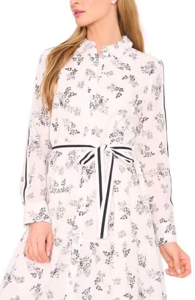 Cece Women's Floral Long Sleeve Tie-waist Shirtdress In Pink