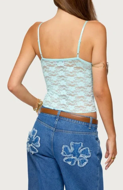 Edikted Eira Sheer Lace Tank Top In Blue