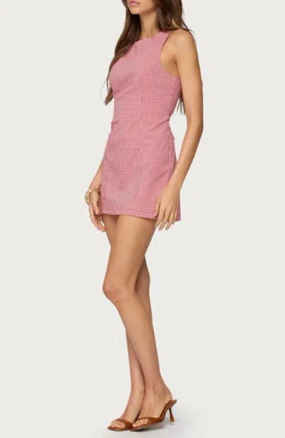 Edikted Macee Gingham Sleeveless Romper In Pink