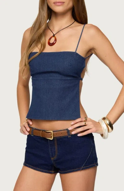 Edikted Conley Backless Denim Top In Blue