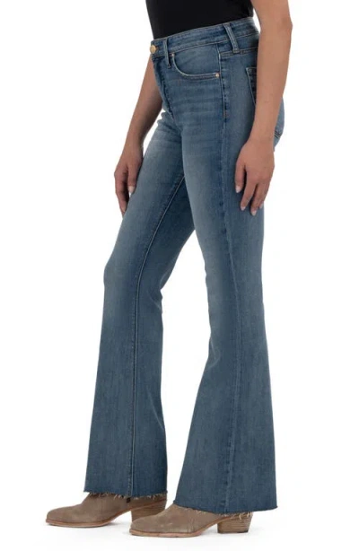 Kut From The Kloth Ana Fab Ab Braided Belt Loop High Waist Flare Jeans In Blue