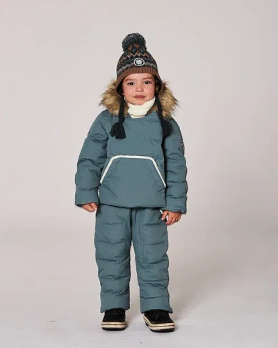 Deux Par Deux One-piece Snug Snowsuit Designed For Car Seat In Blue