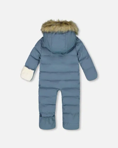 Deux Par Deux One-piece Snug Snowsuit Designed For Car Seat In Blue