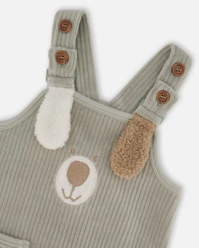 Deux Par Deux Allover And Stretchy Corduroy Overalls Set In Gray